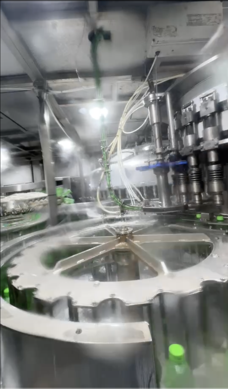 Beverage filling line in operation